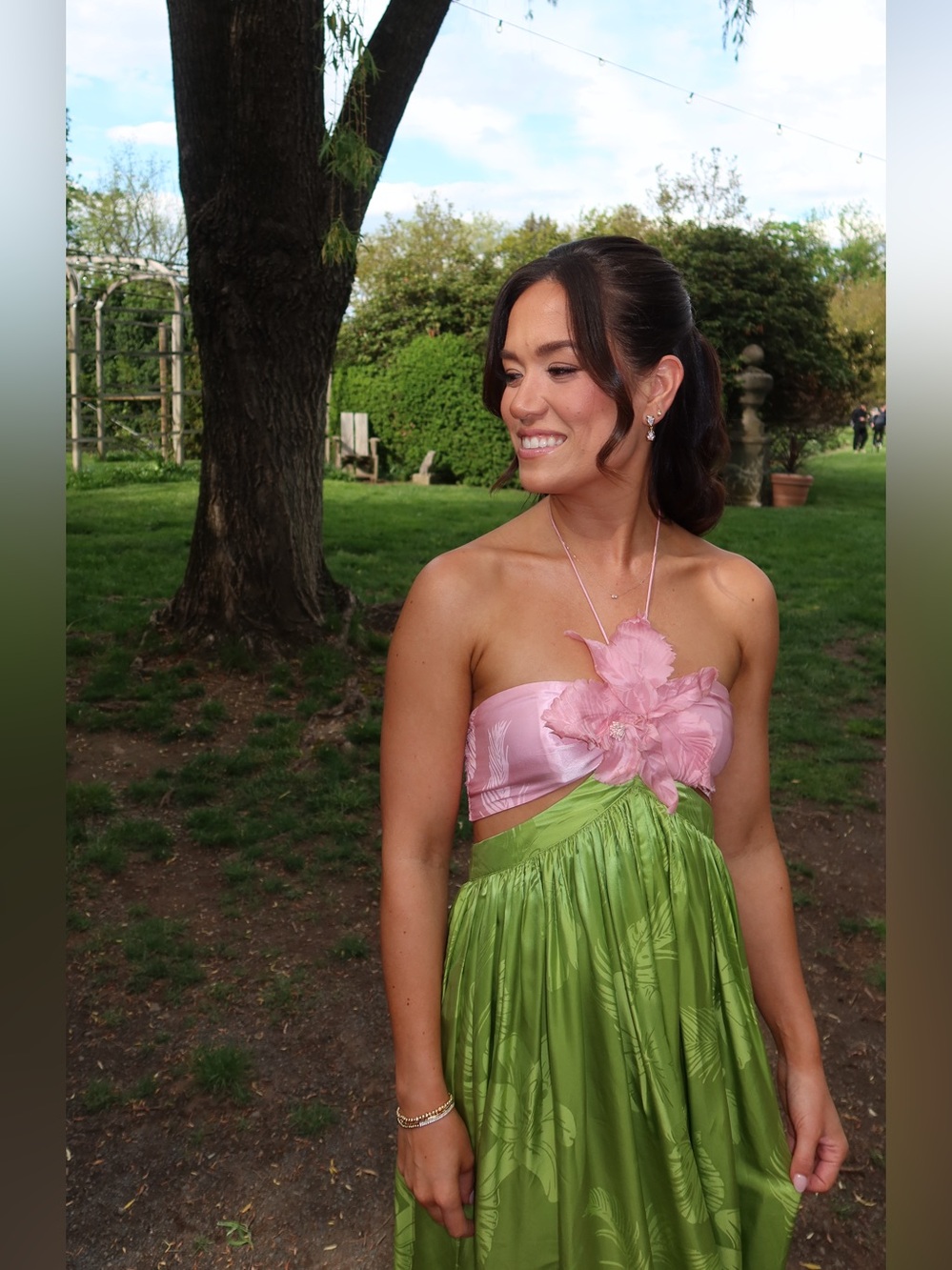 Retrofete Pink and Green Wedding Dresses - Satin & Floral Gowns (Worn Once)
